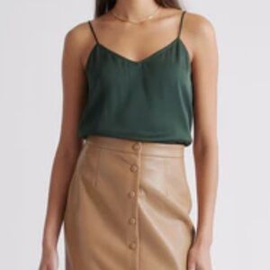🌿 Quince Forest Green Silk Camisole — Size Large